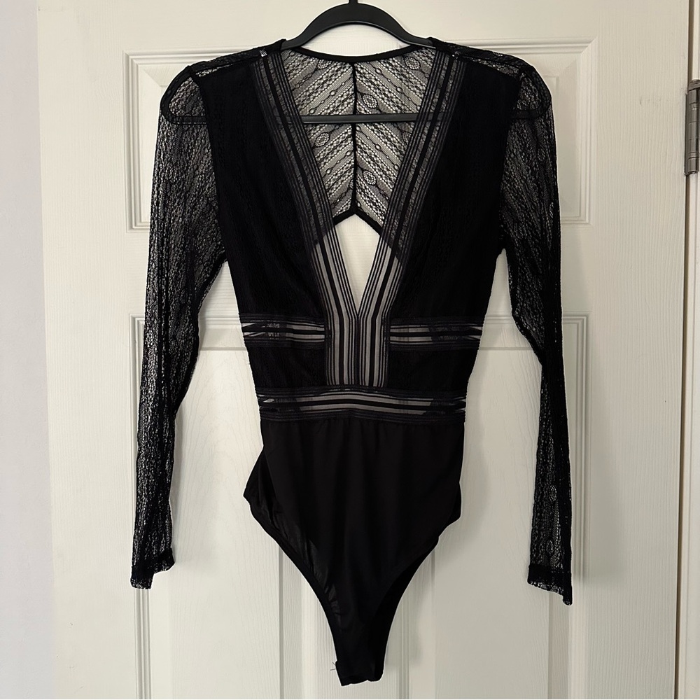 Elegant Black Lace Bodysuit